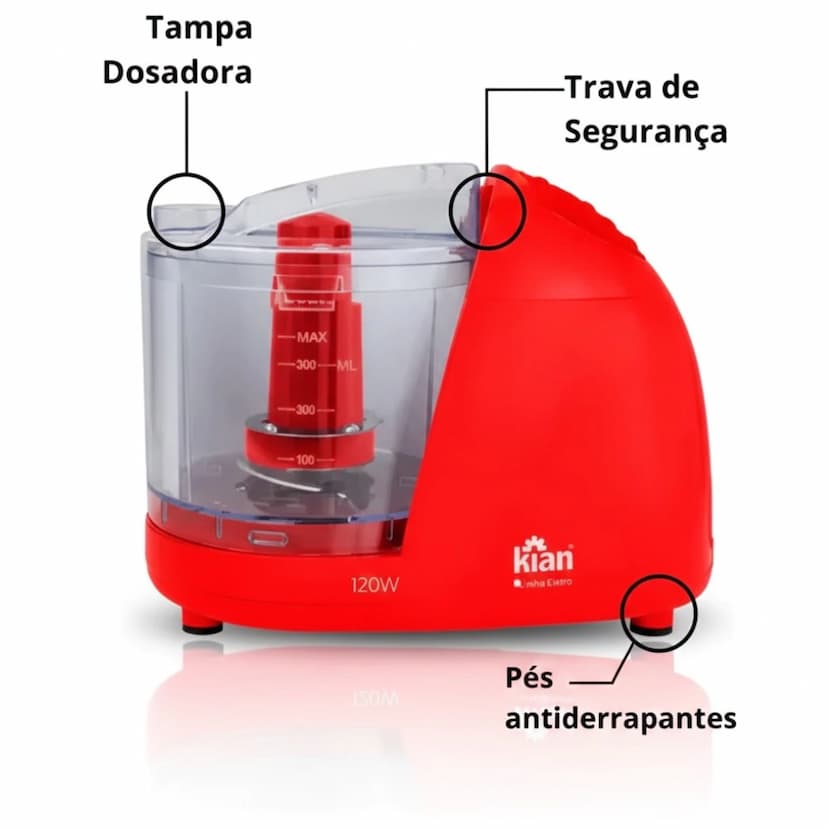 Mini Processador de Alimentos Kian Turbo 120W - 220V: Praticidade e Agilidade na Cozinha